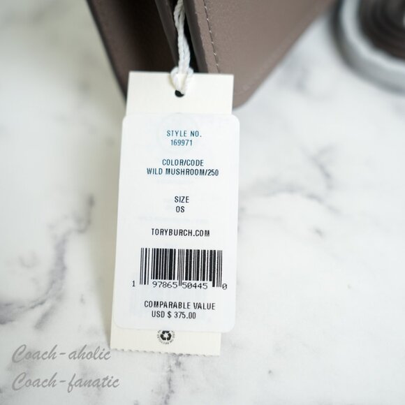 Tory Burch Thea Flat Wallet Crossbody 169971 in Wild Mushroom/Gray NWT - Picture 8 of 13